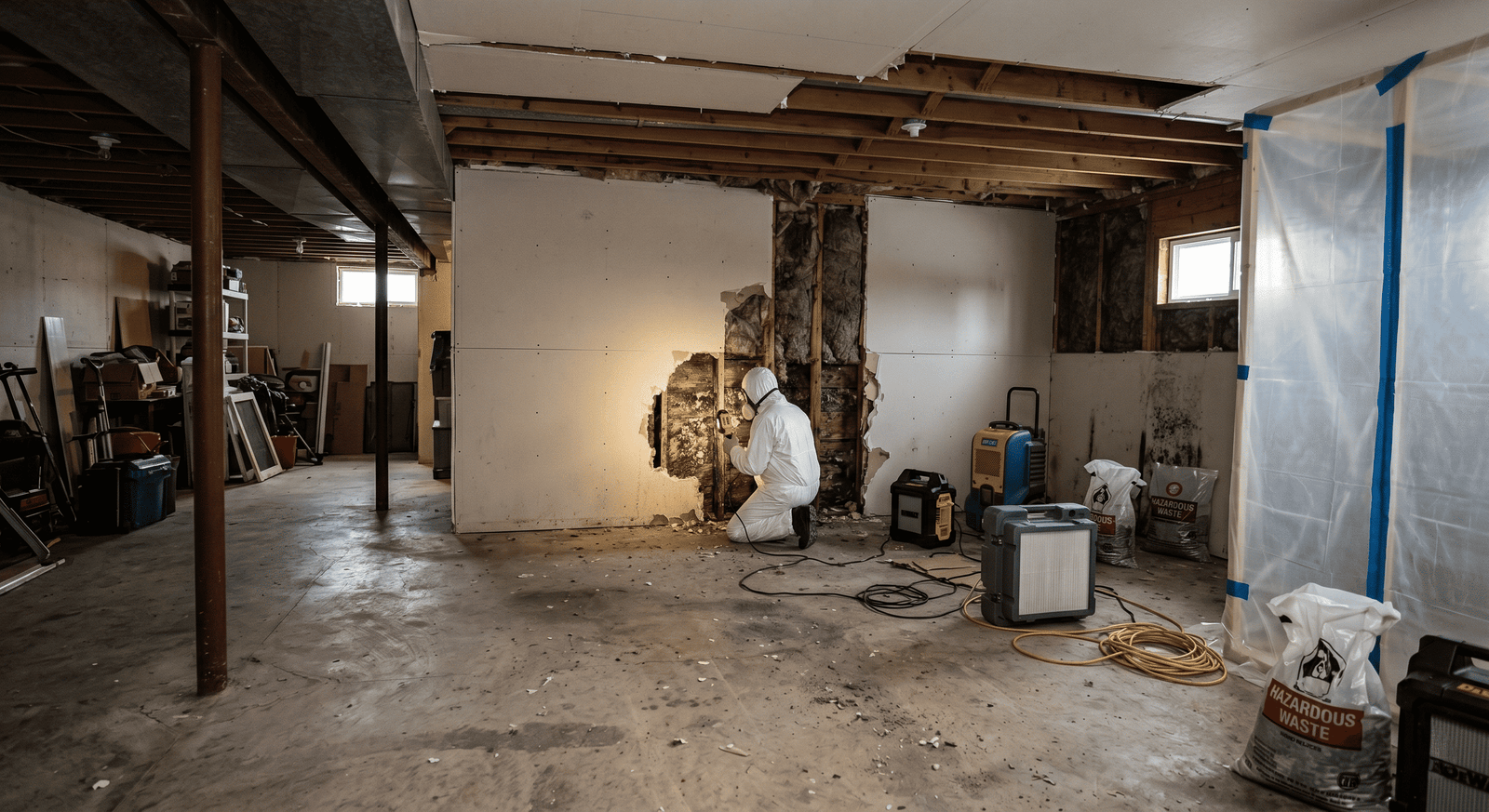 Mold air sampling pumps and testing equipment used in a Spokane WA home